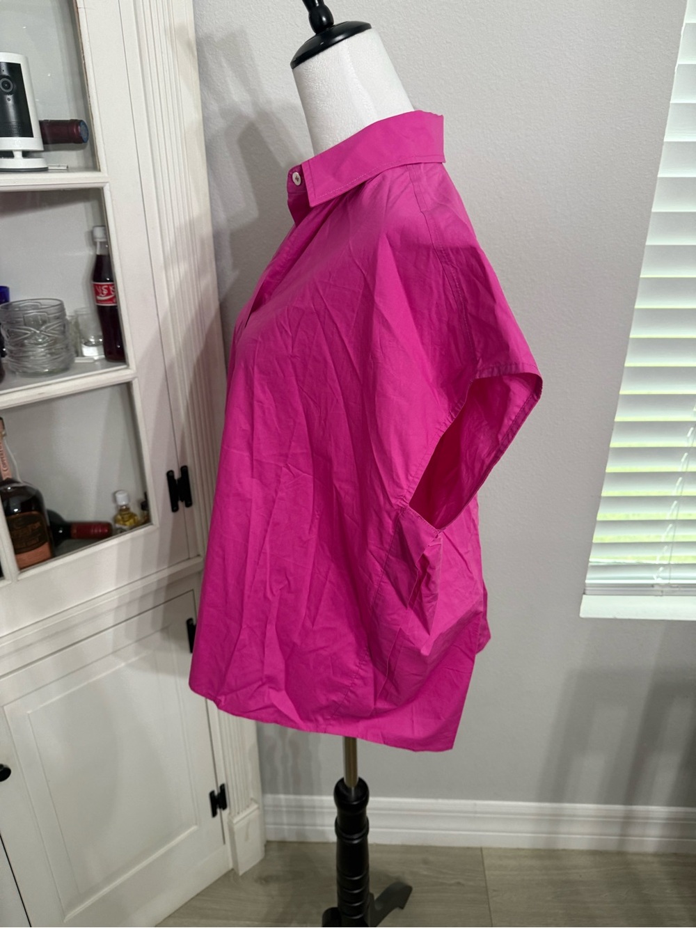 Pinch Short Sleeve Oversized Top in a vibrant fuchsia - Picture 2 of 7